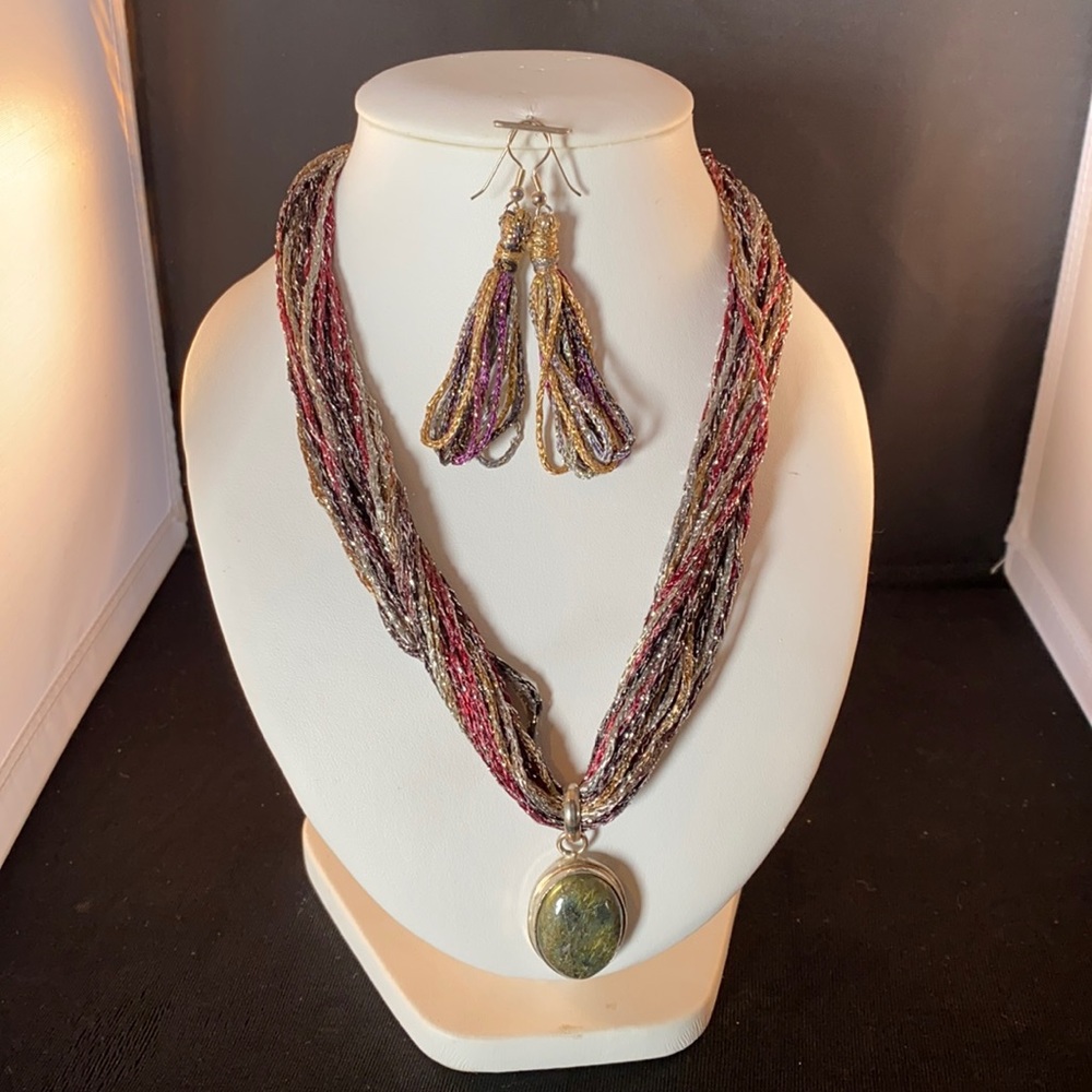 Ribbon Necklace and earrings